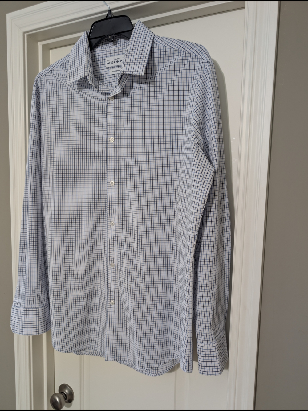 Mizzen+Main Blue & White Micro-Check Dress Shirt